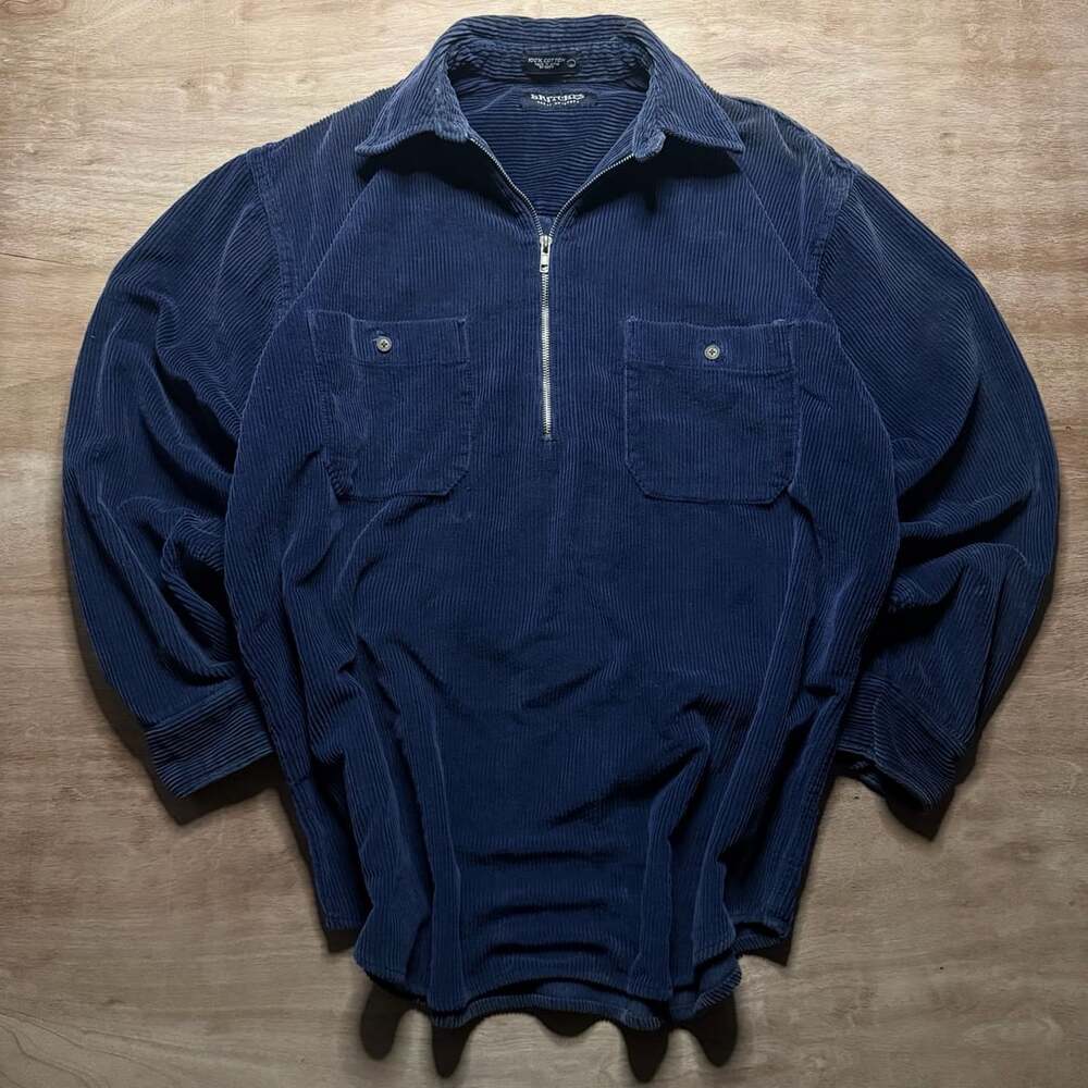 Vintage Britches Great Outdoors Navy Corduroy Quarter Zip Shirt Men’s L